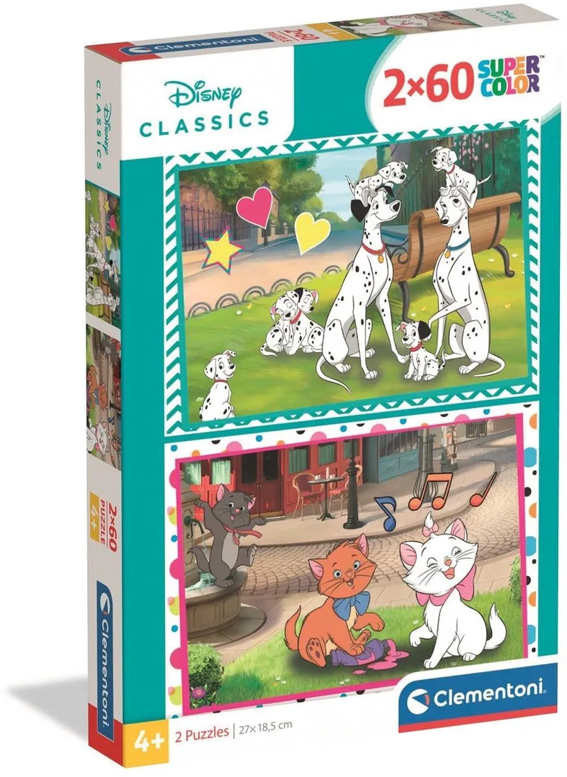 Kinderpuzzels Disney Classic - 2 Puzzels van 60 Stukjes - Puzzel en Legpuzzel Set - Educatief Speelgoed voor Kinderen vanaf 5 Jaar fra Clementoni, Flerfarvet-udgave – æske