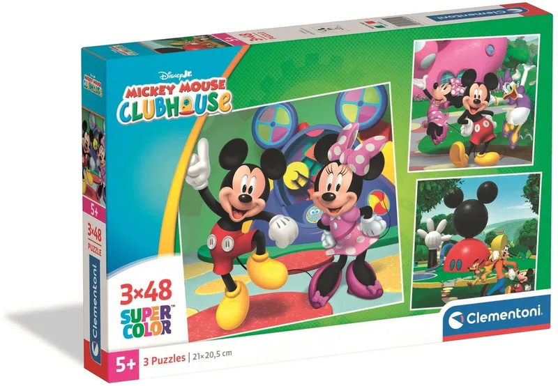 Kinderpuzzels Mickey Mouse Club House - 3 Puzzels van 48 Stukjes - Puzzel en Legpuzzel Set - Educatief Speelgoed voor Kinderen vanaf 4 Jaar van Clementoni, editie Wit – doos 1 van 2