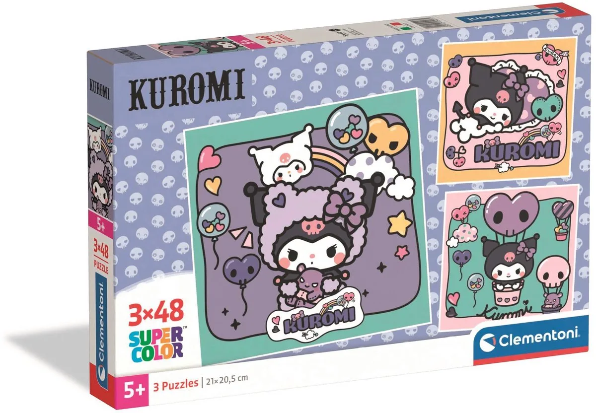 Kuromi Kinderpuzzel 3x48 Stukjes - Sanrio Legpuzzel - Educatief Speelgoed - Puzzels Spelletjes voor Meisjes en Kinderen vanaf 4 Jaar von Clementoni, Ausgabe Gelb – Schachtel