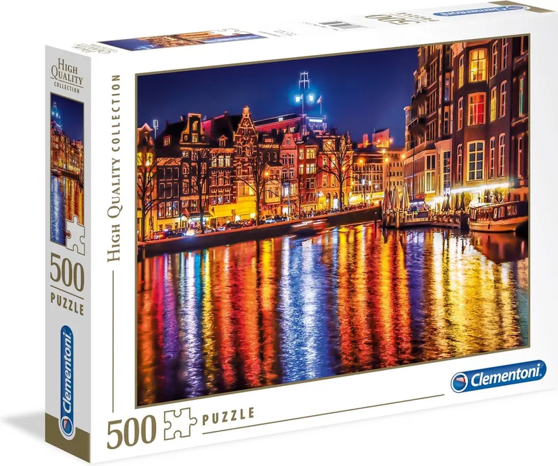 Legpuzzel Amsterdam Bij Nacht Hq 500 Stukjes de Clementoni, édition Multicolore – boîte