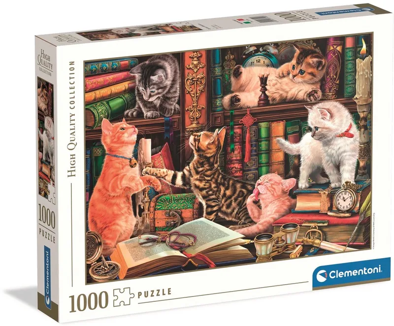 Legpuzzel Curious Whiskers - Puzzel 1000 Stukjes Katten - High Quality Collection - Puzzels en Legpuzzels voor Volwassenen from Clementoni, Multicolour edition – box