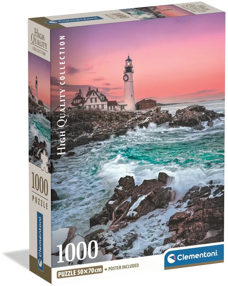 Legpuzzel First Snow at Portland Head - Puzzel 1000 Stukjes Vuurtoren - High Quality Collection - Compact Box - Puzzels voor Volwassenen van Clementoni, editie Meerkleurig – doos