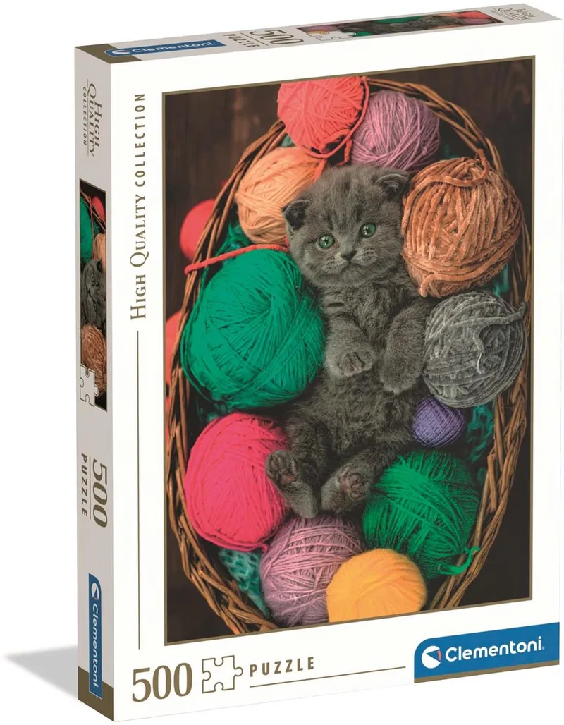Legpuzzel Fluffy Kitten - Puzzel 500 Stukjes Katten - High Quality Collection - Puzzels en Legpuzzels voor Volwassenen van Clementoni, editie Meerkleurig – doos