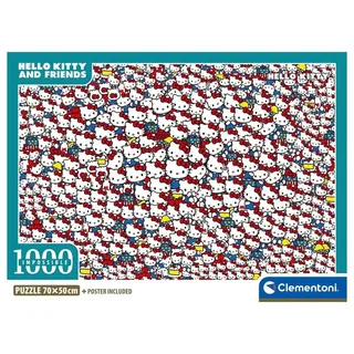 Legpuzzel Hello Kitty - Puzzel 1000 Stukjes - Impossible Collection - Compact Box - Puzzels en Legpuzzels voor Volwassenen fra Clementoni, Hvid-udgave – æske 2 af 3