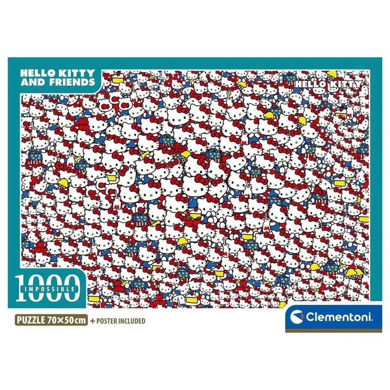 Legpuzzel Hello Kitty - Puzzel 1000 Stukjes - Impossible Collection - Compact Box - Puzzels en Legpuzzels voor Volwassenen fra Clementoni, Hvid-udgave – æske 2 af 3