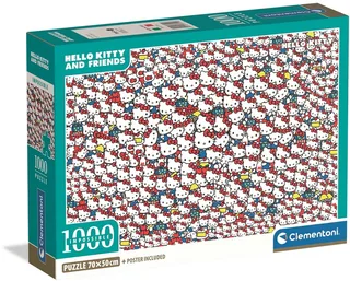 Legpuzzel Hello Kitty - Puzzel 1000 Stukjes - Impossible Collection - Compact Box - Puzzels en Legpuzzels voor Volwassenen fra Clementoni, Hvid-udgave – æske 1 af 3