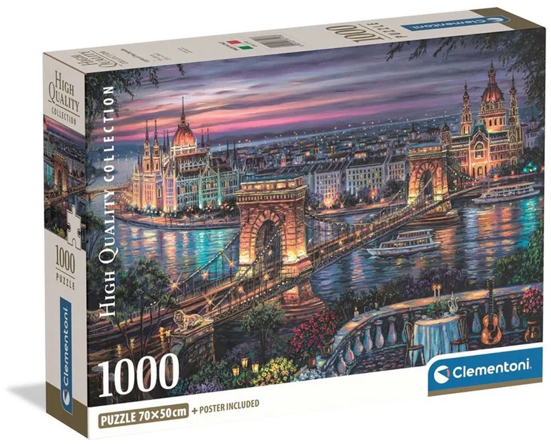 Legpuzzel Lights of the Danube - Puzzel 1000 Stukjes Donau - High Quality Collection - Compact Box - Puzzels en Legpuzzels voor Volwassenen van Clementoni, editie Meerkleurig – doos