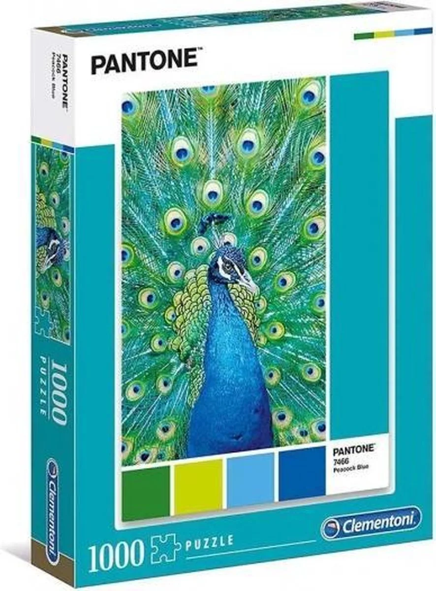 Legpuzzel - Pantone Puzzle Collectie - Peacock Blue - 1000 stukjes, puzzel volwassenen van Clementoni, editie Multi kleur – doos
