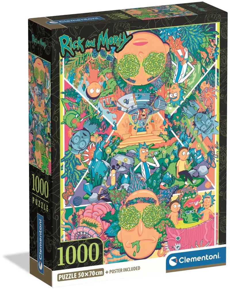 Legpuzzel Rick and Morty Vol. 2 - Puzzel 1000 Stukjes - Jigsaw Puzzle - Compact Box - Legpuzzels en Puzzels voor Volwassenen fra Clementoni, Flerfarvet-udgave – æske