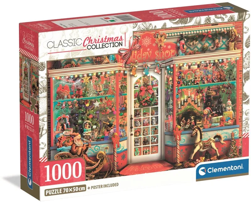 legpuzzel speelgoedwinkel kerst - 1000 stukjes puzzel. van Clementoni, editie Meerkleurig – doos