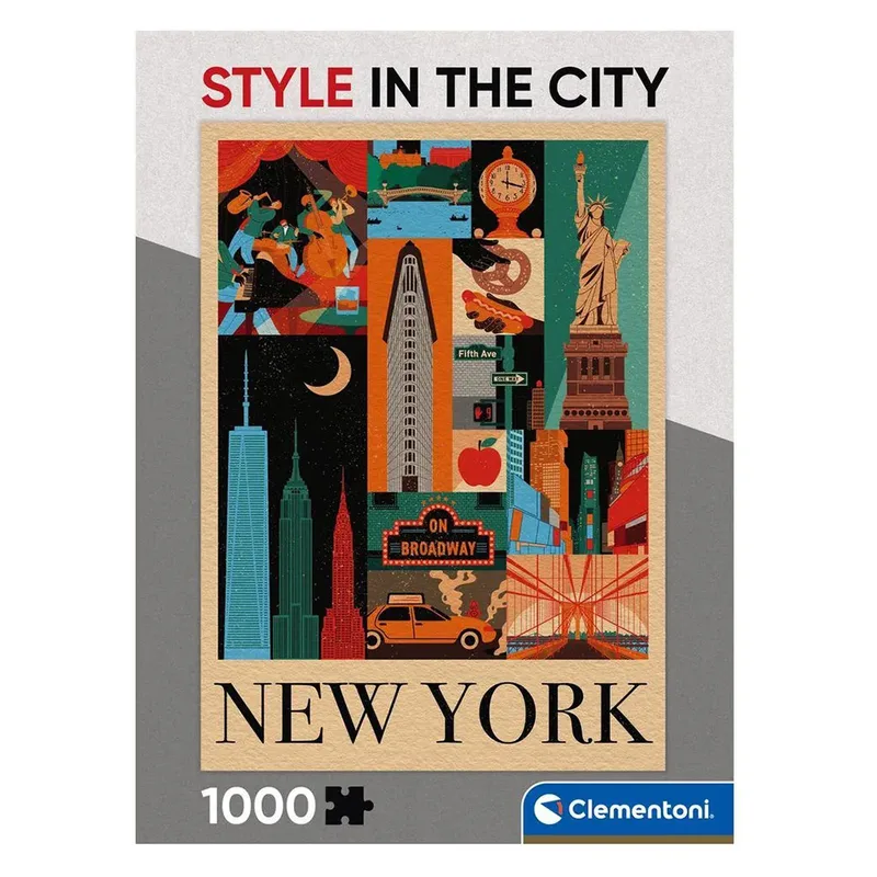 Legpuzzel Style in the City New York - Puzzel 1000 Stukjes - Jigsaw Puzzle - Compact Box - Legpuzzels en Puzzels voor Volwassenen from Clementoni, Orange edition – box 2 of 3