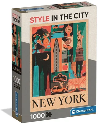 Legpuzzel Style in the City New York - Puzzel 1000 Stukjes - Jigsaw Puzzle - Compact Box - Legpuzzels en Puzzels voor Volwassenen from Clementoni, Orange edition – box 1 of 3
