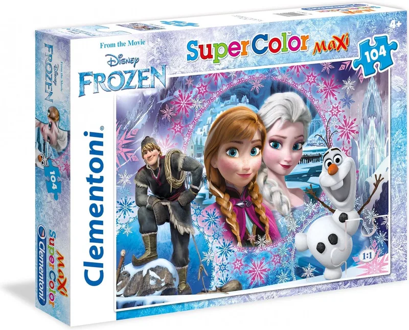 Legpuzzel Supercolor Frozen 104 Stukjes von Clementoni, Ausgabe Blau – Schachtel