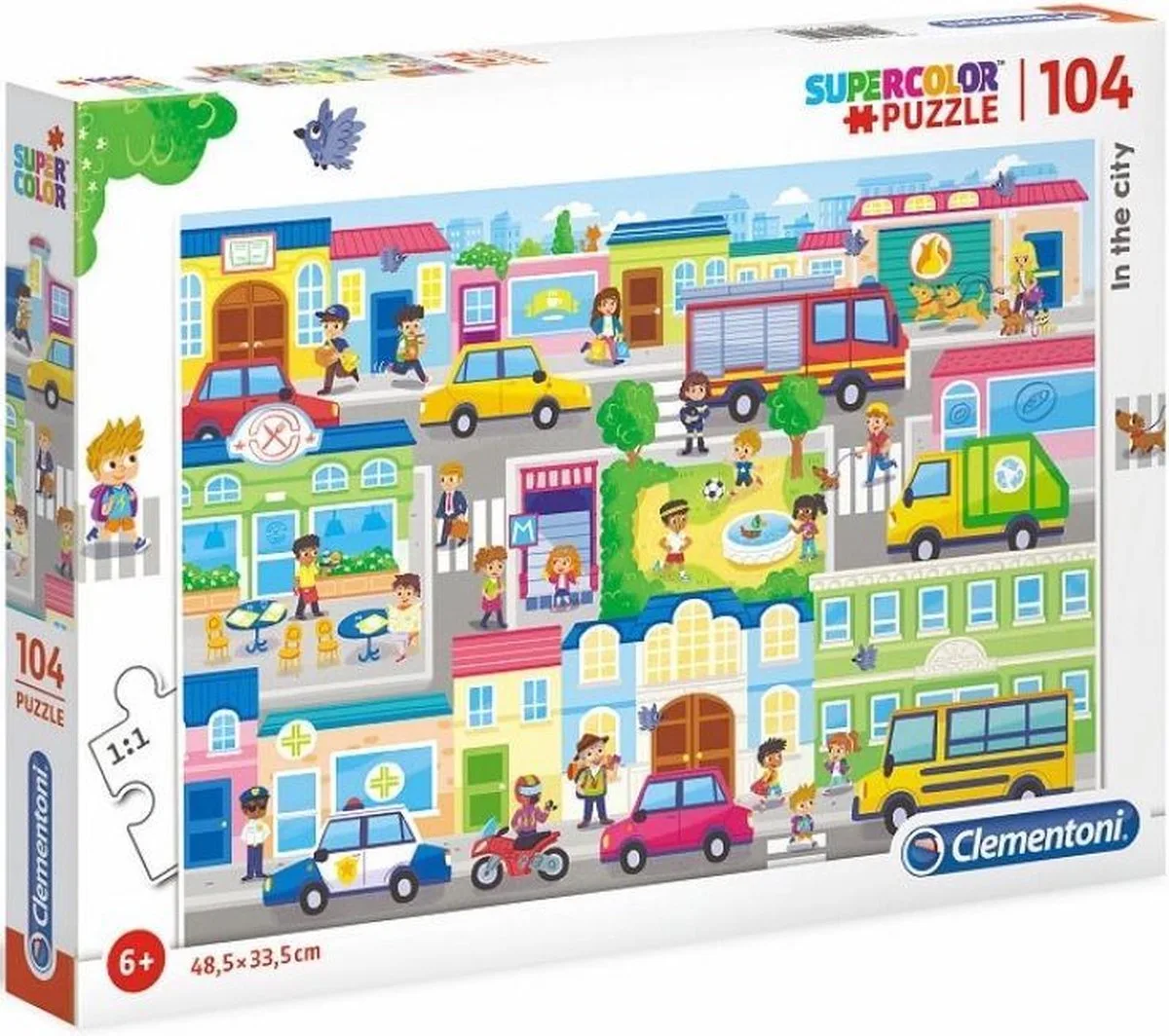 Legpuzzel - Supercolor Puzzel Collectie - In the city - 104 stukjes, puzzels kinderen van Clementoni, editie Multi kleur – doos