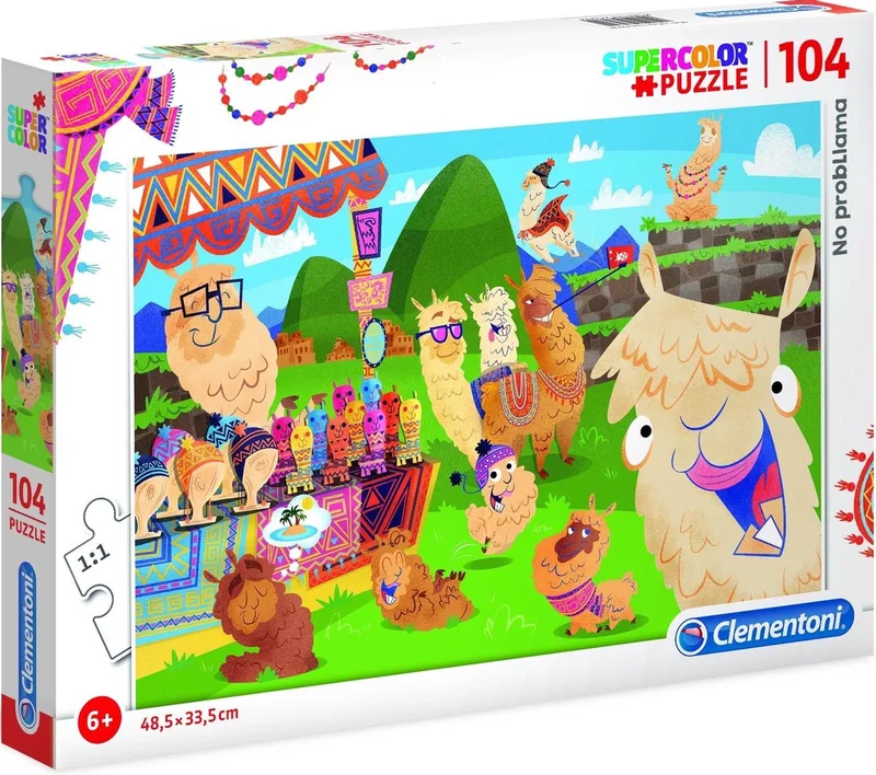 Legpuzzel - Supercolor Puzzel Collectie - No probllama - 104 stukjes, puzzels kinderen from Clementoni, Multi kleur edition – box