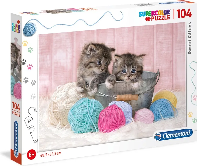 Legpuzzel Supercolor Sweet Kittens 104 Stukjes van Clementoni, editie Meerkleurig – doos