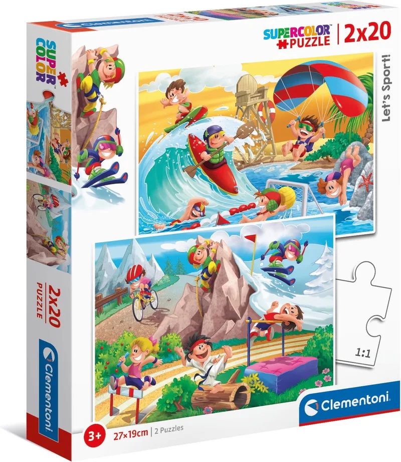 Let's Sport! - Kinderpuzzel - 27 x 19 cm - 2 Puzzels - 20 Stukjes - Vanaf 3 jaar from Clementoni, Multicolour edition – box