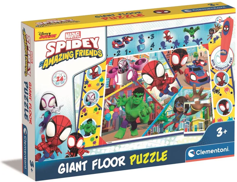 Marvel Spidey and Friends Vloerpuzzel - Met Interactieve Pen - 24 stukken - 70cm x 100cm - Vanaf 3 jaar from Clementoni, Multicolour edition – box 1 of 3