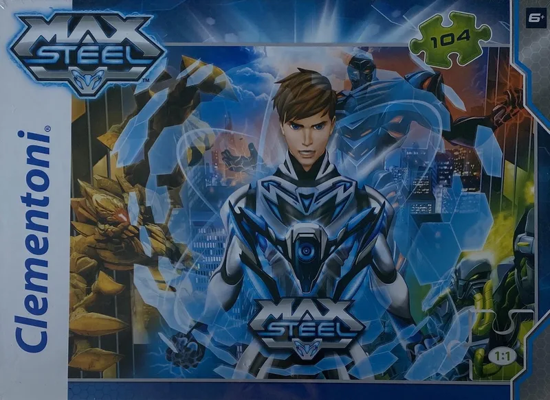 Max steel puzzel 104 van Clementoni, editie Alle kleuren – doos