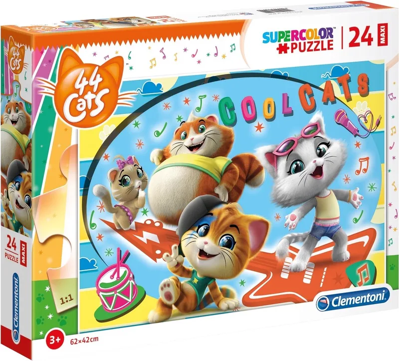 Maxi 44 Kattenpuzzel 24 Stuks - Supercolor van Clementoni, editie Meerkleurig – doos