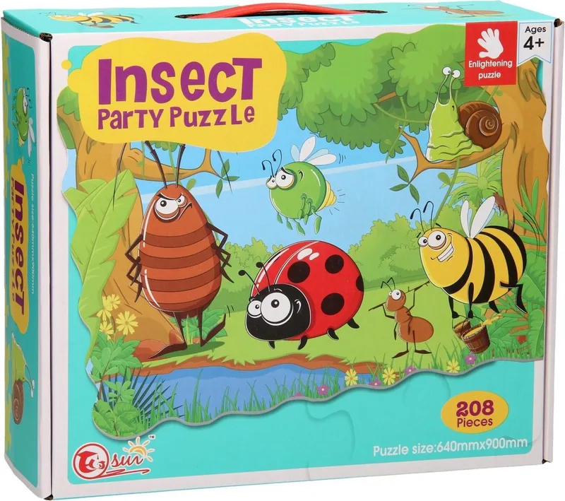 Mega Puzzel insect party 208 stukjes van Clementoni, editie Meerkleurig – doos