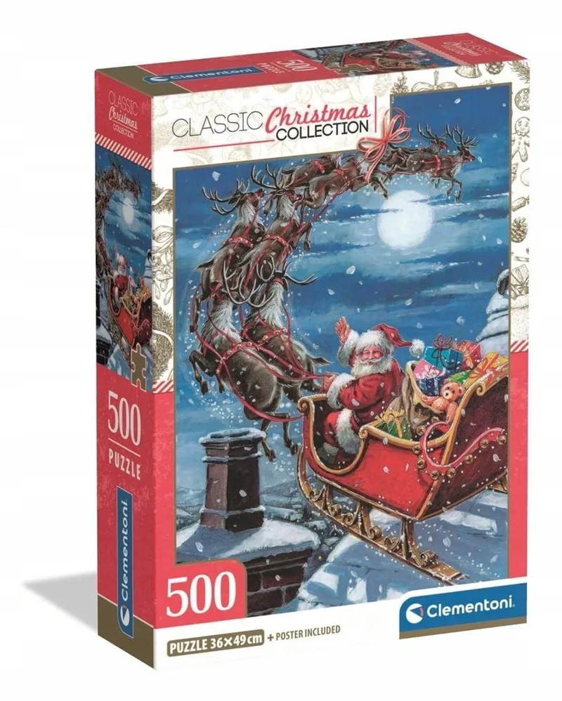 Merkloos Puzzel 500 Stukjes - Kerst Sleetje Rit from Clementoni, Multicolour edition – box
