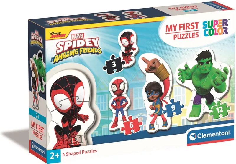 My First Puzzles - Spidey - 4 Puzzels Voor Kinderen - 3, 6, 9. en 12 stukjes - Vanaf 2 jaar from Clementoni, Multicolour edition – box