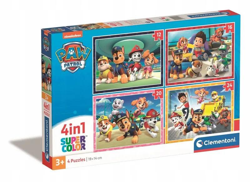 Paw Patrol 4-in-1 Puzzel Set - Super Color fra Clementoni – æske
