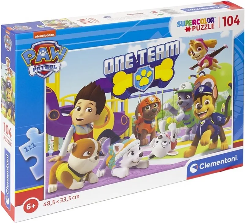 Paw Patrol - One Team Puzzel (104 stukjes) från Clementoni, utgåva Flerfärgad – kartong