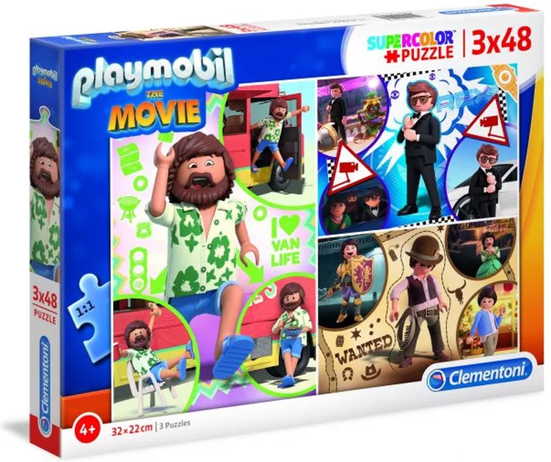 Playmobil the movie 3 x 48 stukjes puzzel de Clementoni, édition Multicolore – boîte