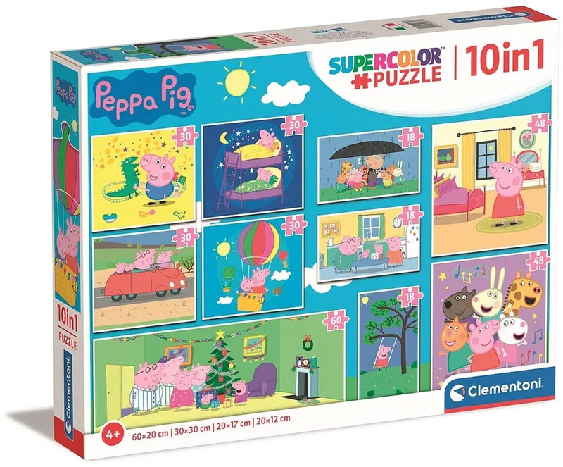 Puzzel - 10 in 1 - Peppa Pig - Puzzel Voor Kinderen - Supercolor from Clementoni, Multicolour edition – box