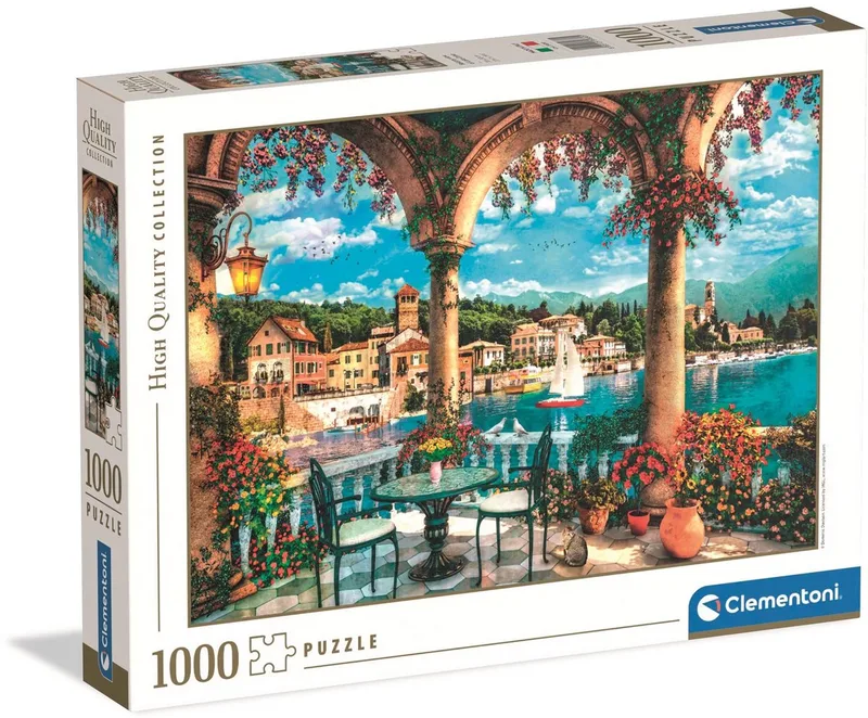 Puzzel - 1000 Stukjes - Balkon Uitzicht op het Comomeer - Puzzel Voor Volwassenen - High Quality Collection from Clementoni, Multicolour edition – box