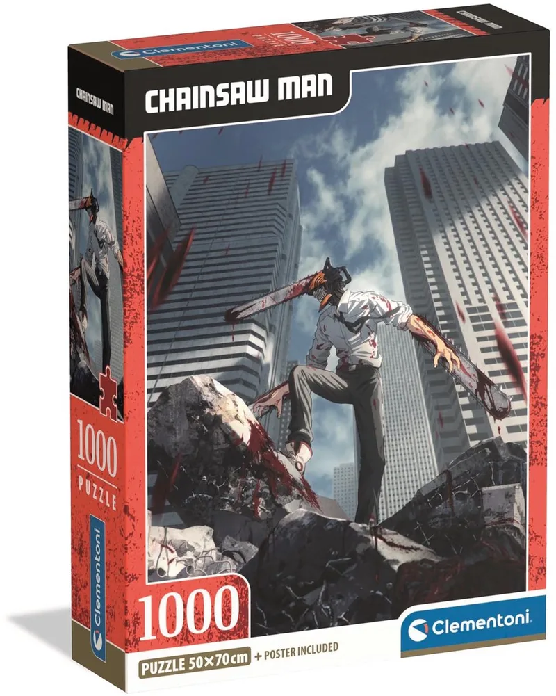 Puzzel - 1000 stukjes - Chainsaw man - met poster - Anime - vanaf 14 jaar van Clementoni, editie Meerkleurig – doos
