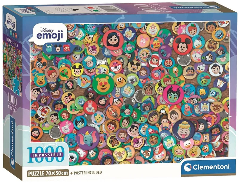 le Puzzle européen Made in Italie Puzzle Impossible Disney Emoji - 1000 pièces de Clementoni, édition Multicolore – boîte 1 sur 2