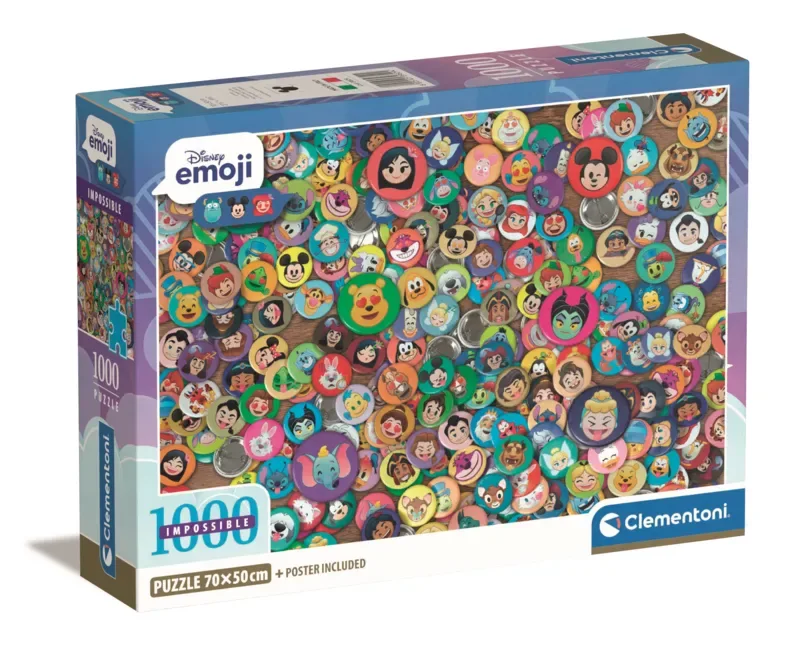 le Puzzle européen Made in Italie Puzzle Impossible Disney Emoji - 1000 pièces de Clementoni, édition Multicolore – boîte 2 sur 2