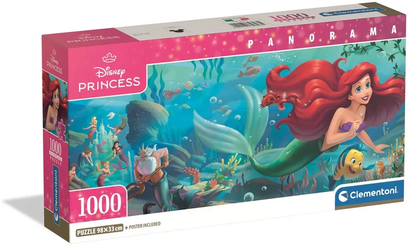 Puzzel - 1000 Stukjes - De Kleine Zeemeermin Panorama de Clementoni, édition Multicolore – boîte