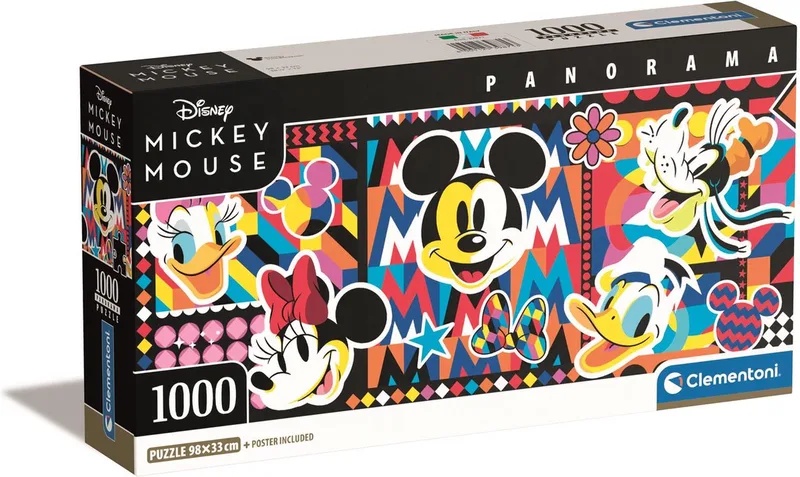 Puzzel - 1000 Stukjes - Disney Panorama - 98 x 33 cm - Hoge kwaliteit de Clementoni, édition Kleurrijk – boîte