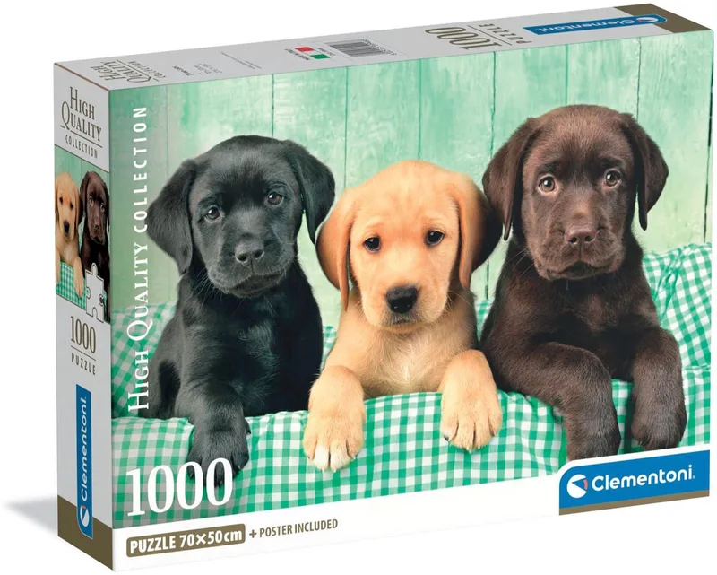 Puzzel - 1000 Stukjes - Drie Labradors - Puzzel Voor Volwassenen - High Quality Collection de Clementoni, édition Multicolore – boîte