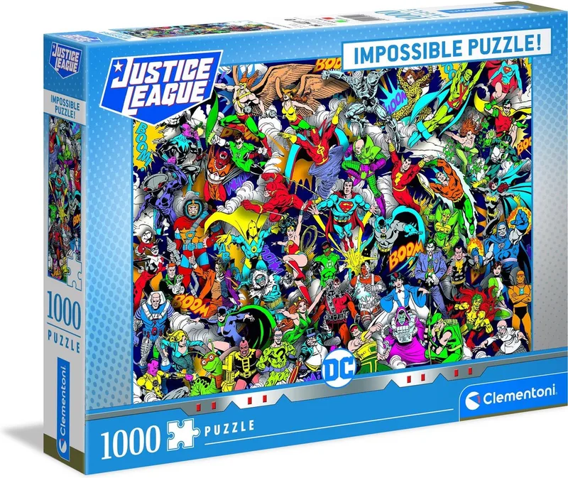 Puzzel 1000 Stukjes Impossible DC Justice League, Puzzel Voor Volwassenen en Kinderen, 14-99 jaar, 39599 van Clementoni, editie Multi kleur – doos
