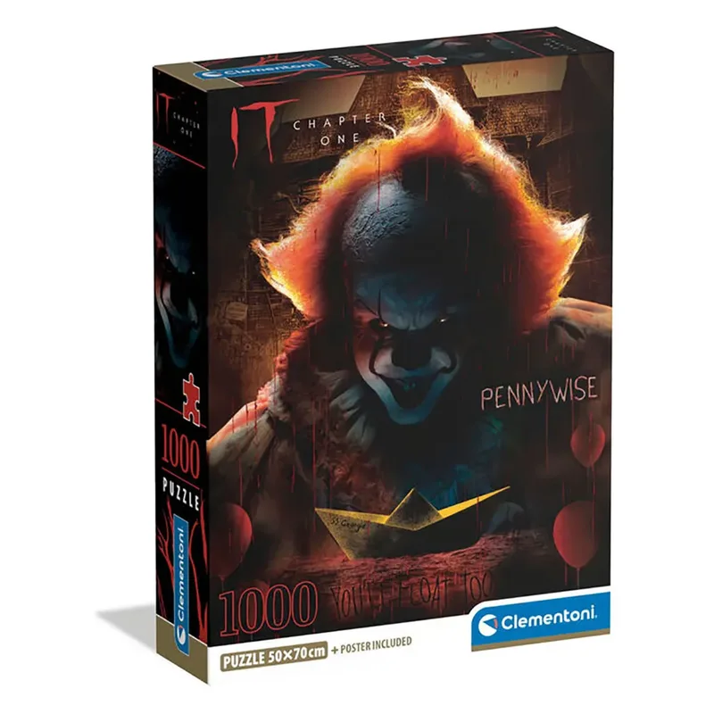 Puzzel - 1000 Stukjes - IT (Pennywise) - Horror thema - Met poster - Puzzel Voor Volwassenen van Clementoni, editie Meerkleurig – doos 2 van 3