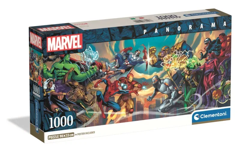Puzzel - 1000 Stukjes - Marvel Heroes vs Villains - Panorama Formaat - Compact Box von Clementoni, Ausgabe Mehrfarbig – Schachtel 2 von 2