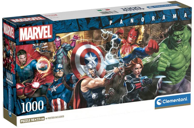 Puzzel - 1000 Stukjes - Marvel Panorama - Vanaf 14 Jaar van Clementoni, editie Meerkleurig – doos