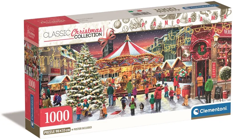 Puzzel – 1000 Stukjes – Panorama Christmas Village – Kerstsfeer Puzzle Voor Volwassenen de Clementoni, édition Multicolore – boîte