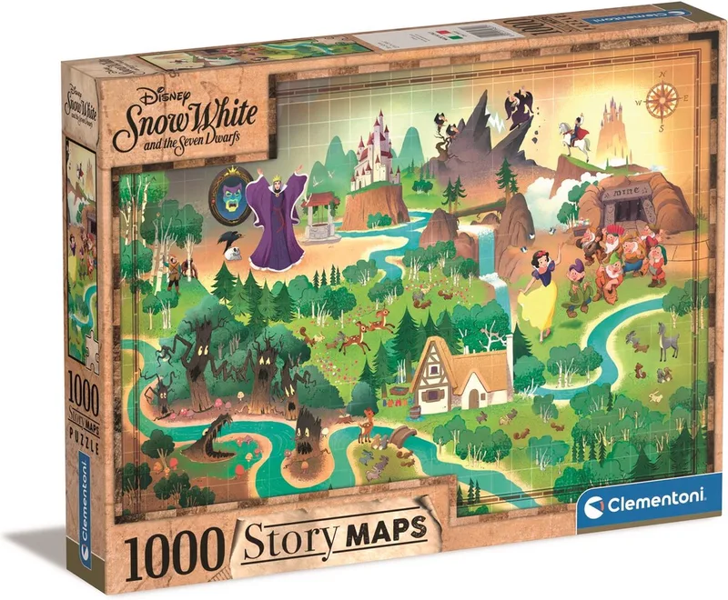 Puzzel - 1000 Stukjes - Sneeuwwitje Story Map van Clementoni, editie Multi kleur – doos