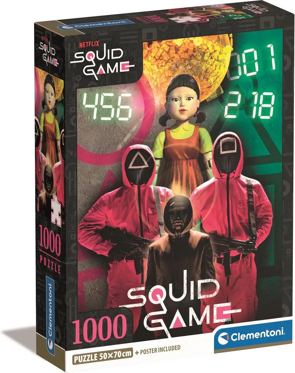Puzzel - 1000 Stukjes - Squid Game - Puzzel Voor Volwassenen från Clementoni, utgåva Flerfärgad – kartong
