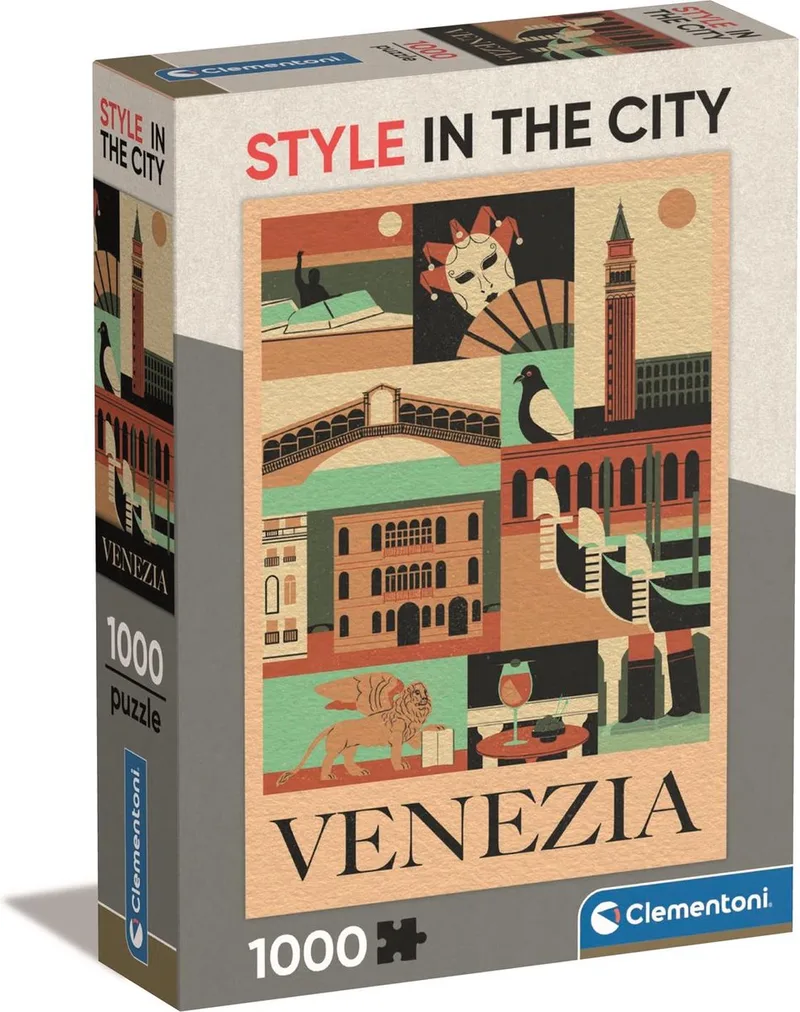 Puzzel - 1000 Stukjes - Style in de Stad Venezia - Puzzel Voor Volwassenen van Clementoni, editie Meerkleurig – doos 1 van 2