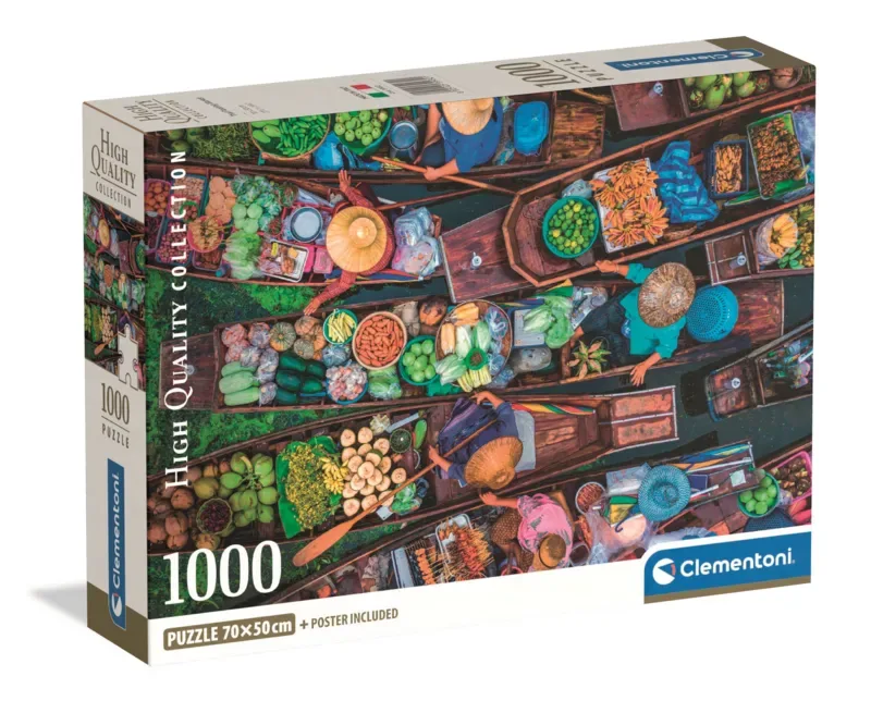 le Puzzle européen Made in Italie Puzzle Marché Flottant Thaïlandais - 1000 pièces de Clementoni, édition Multicolore – boîte 2 sur 2