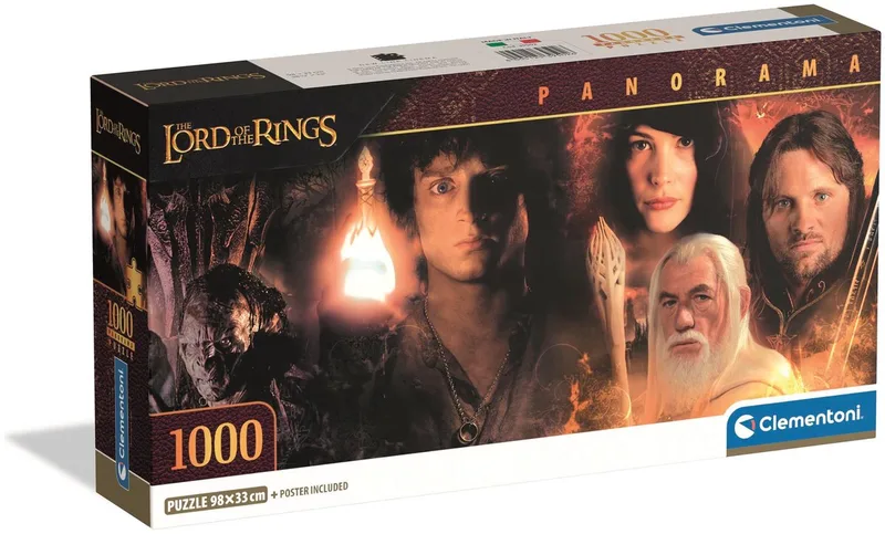 Puzzel - 1000 Stukjes - The Lord of the Rings Panorama - Puzzel Voor Volwassenen van Clementoni, editie Meerkleurig – doos