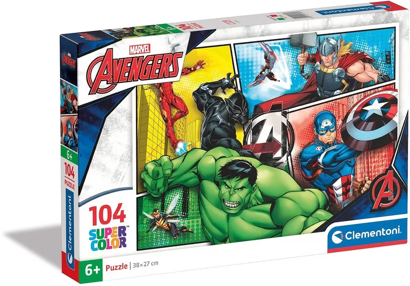 Puzzle Les Avengers Marvel 104 Pièces de Clementoni, édition Multi kleur – boîte 1 sur 2