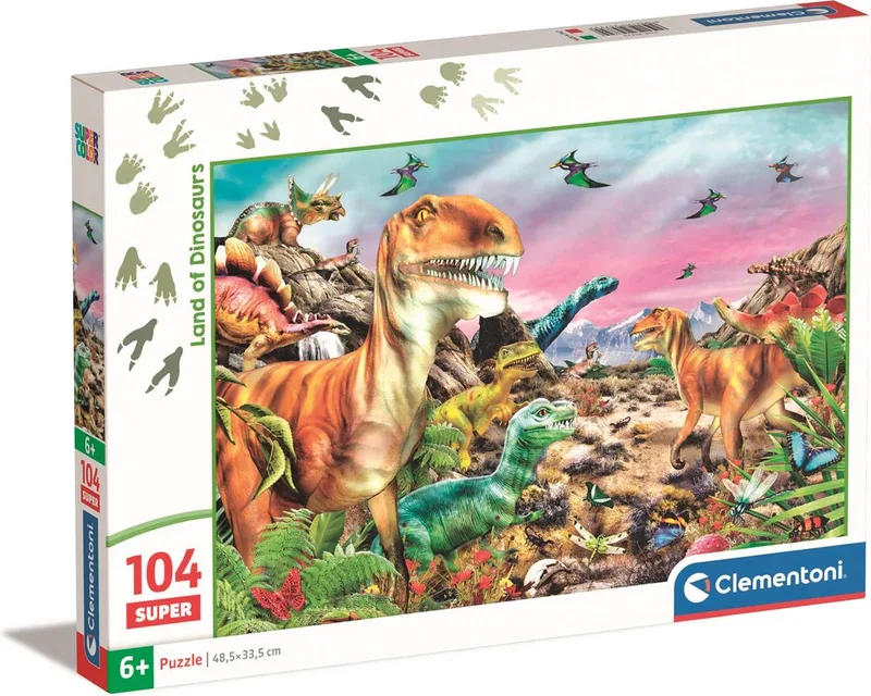 Puzzel - 104 Stukjes - Dinosaurs - Kinderpuzzel - Vanaf 6 Jaar van Clementoni, editie Meerkleurig – doos